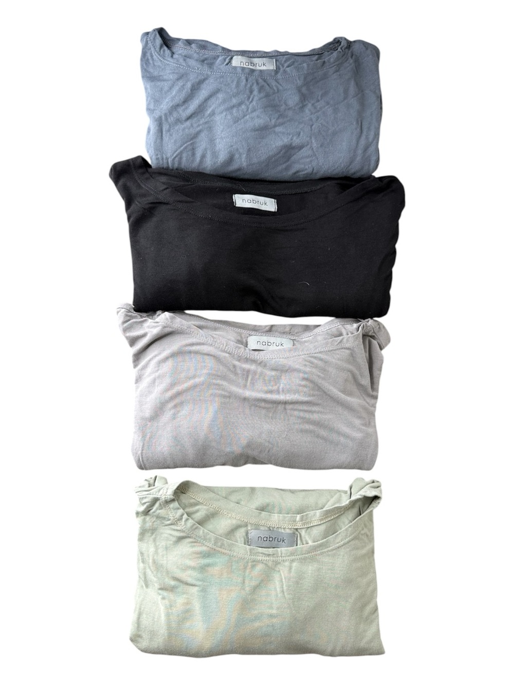 NABRUK Montaña Shirt Short Sleeve Batwing Top Set Of 4 Grey Blue Black Green O/S